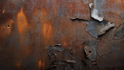 Close Up Of Heavily Corroded And Peeling Metal Surface
