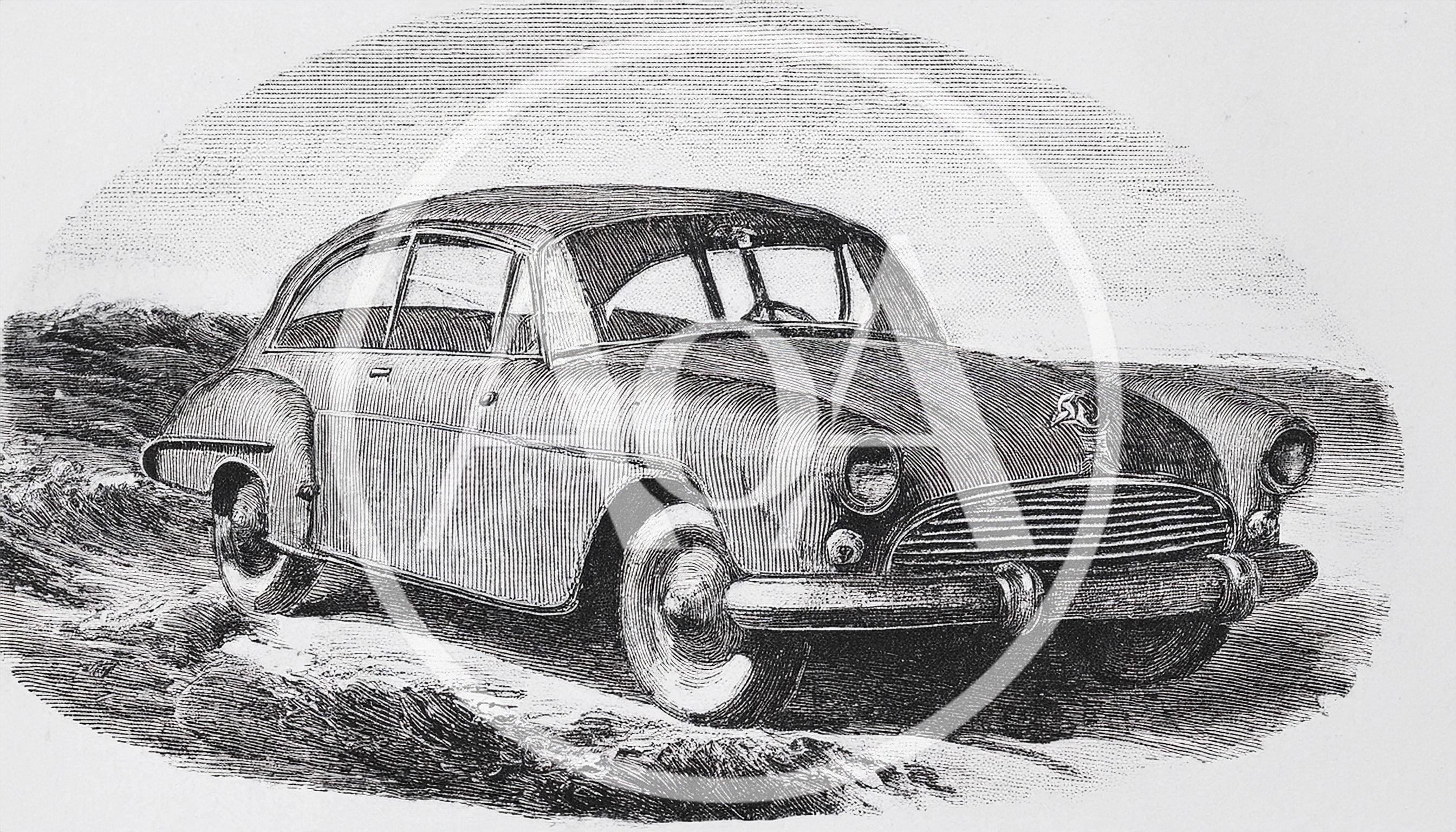 Vintage Engraving Illustration Of A Classic Sedan Car