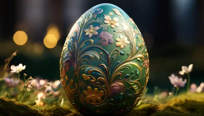 Ornate Decorative Easter Egg With Floral Gold Filigree