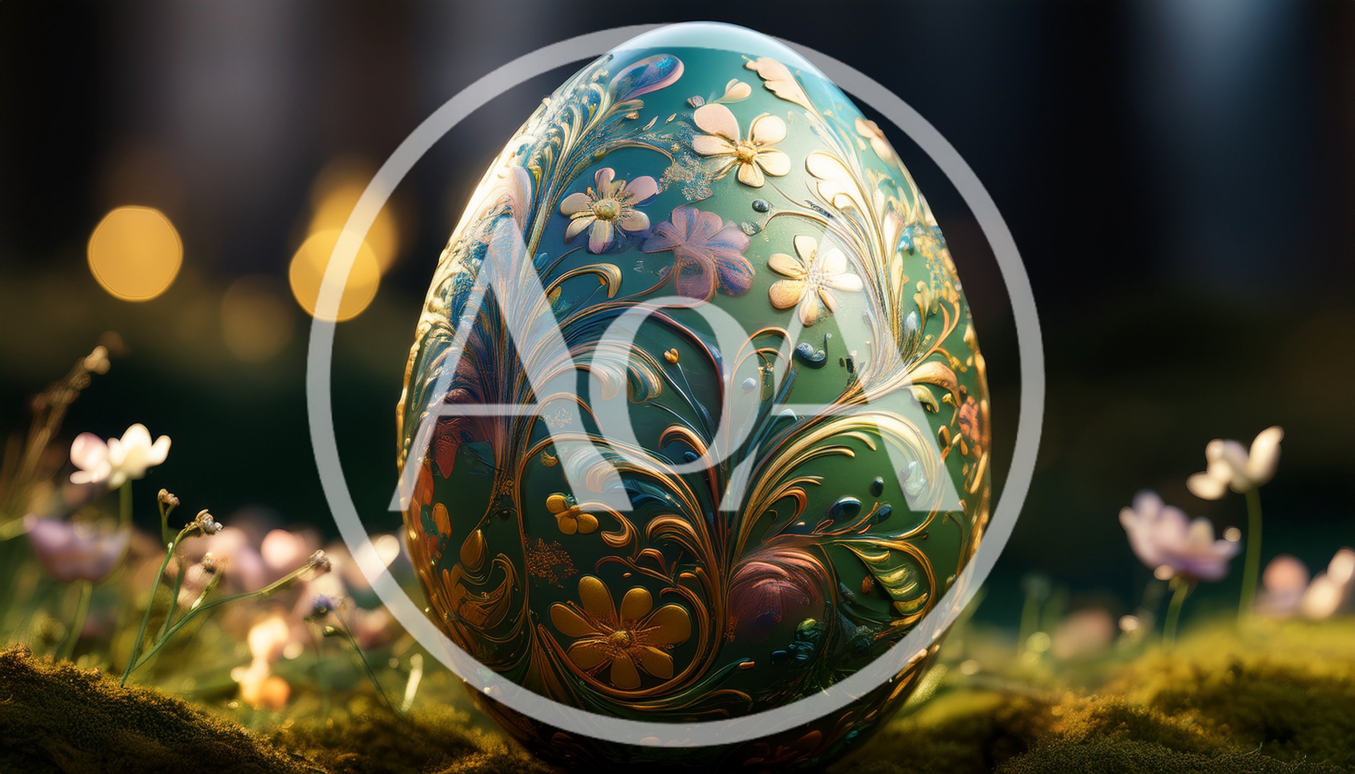 Ornate Decorative Easter Egg With Floral Gold Filigree