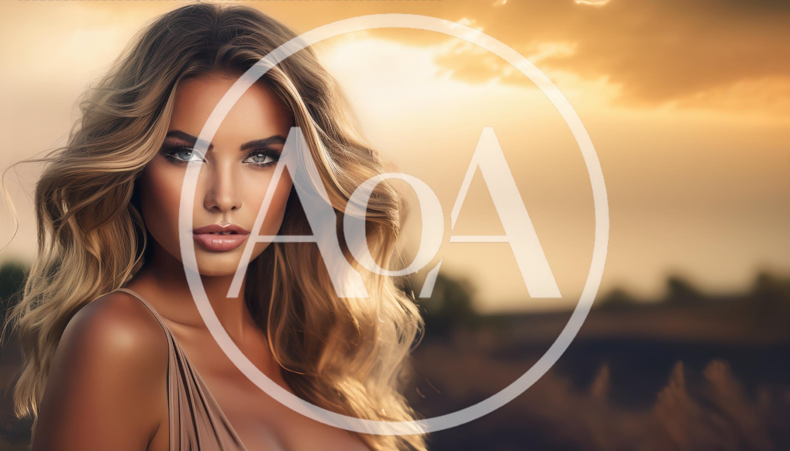 Portrait Of A Beautiful Blonde Woman At Sunset