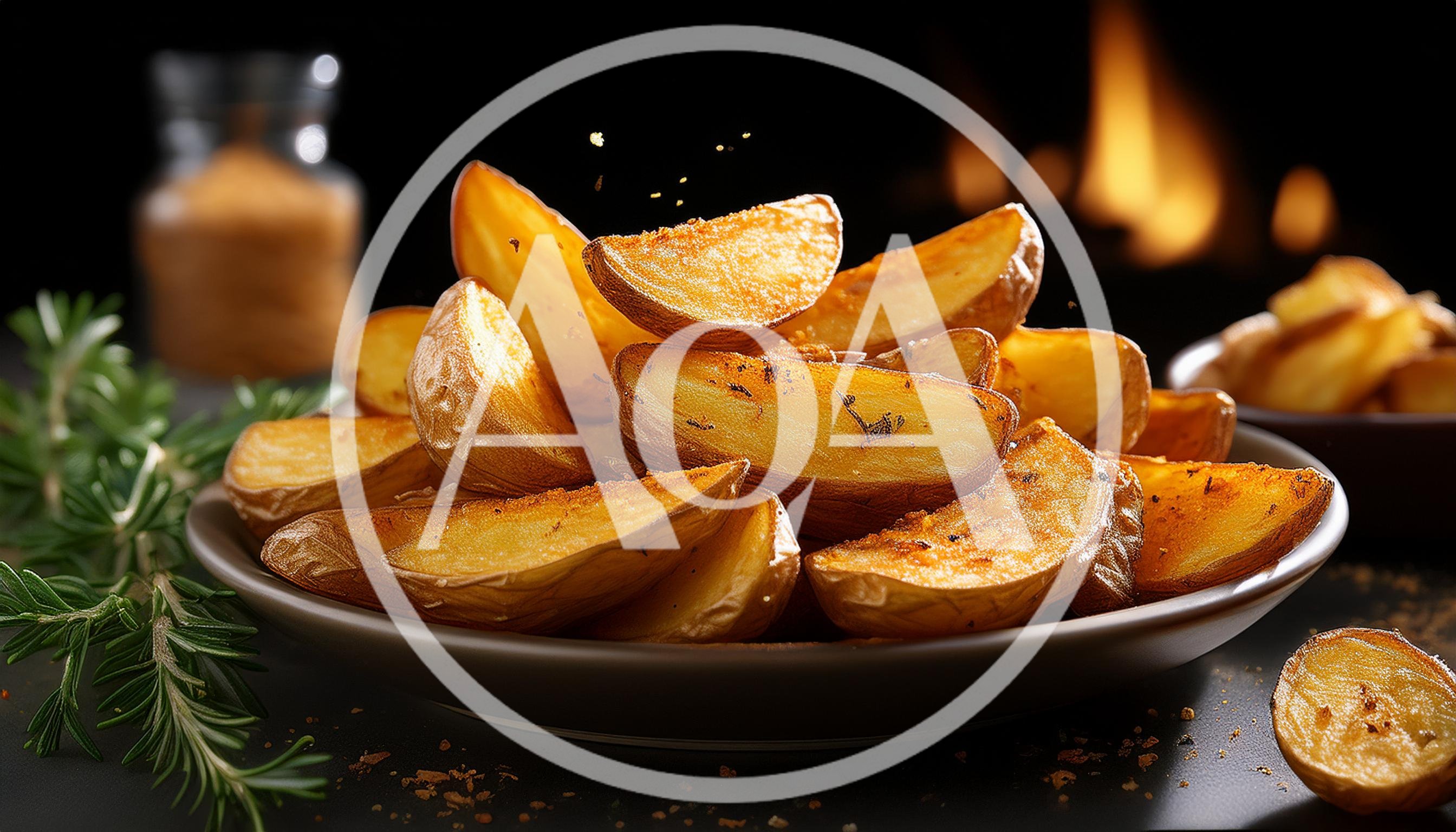 Golden Roasted Potato Wedges on a Plate