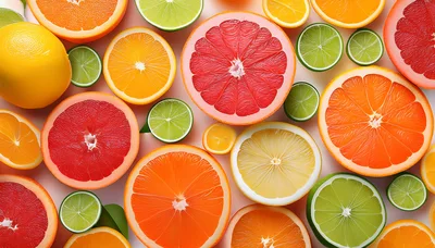 Assorted Citrus Fruit Slices Top View