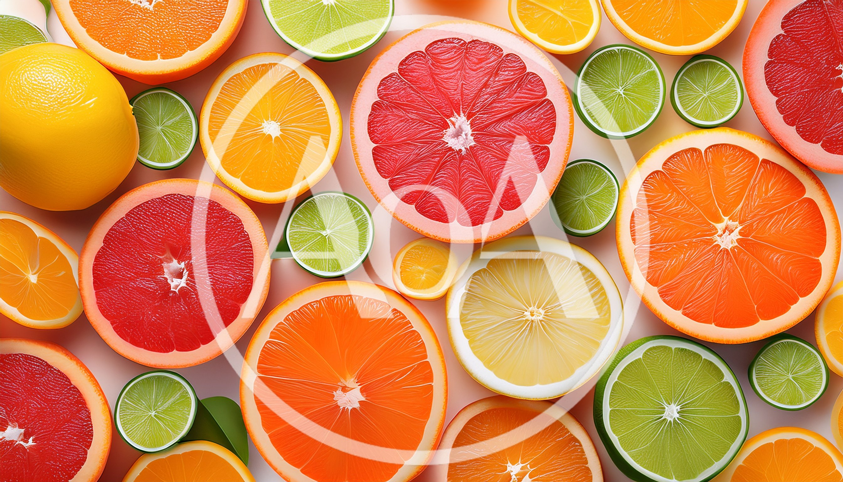 Assorted Citrus Fruit Slices Top View