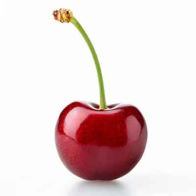 Single Fresh Red Cherry With Stem