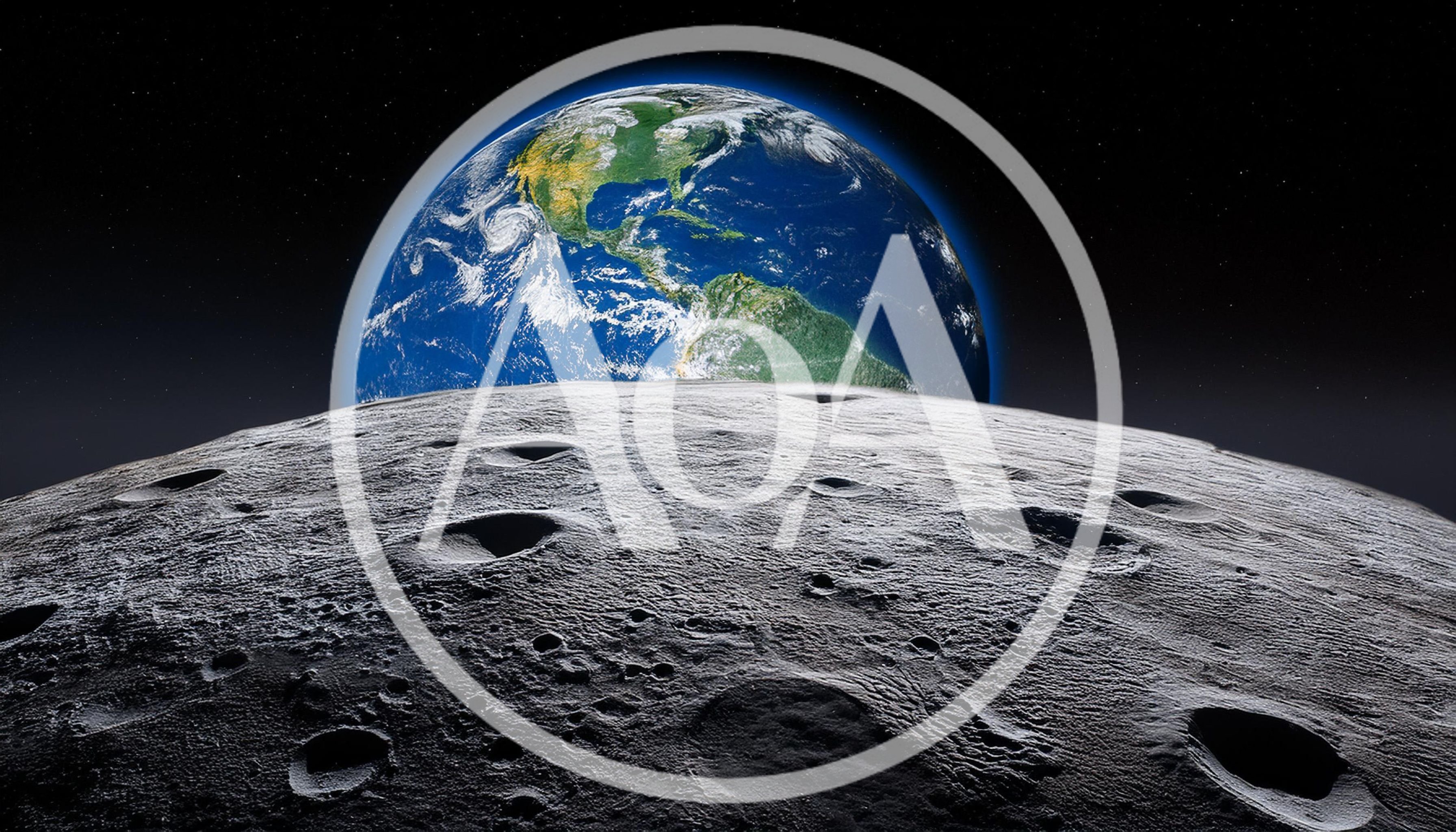 Earth Rising Over The Moon Surface