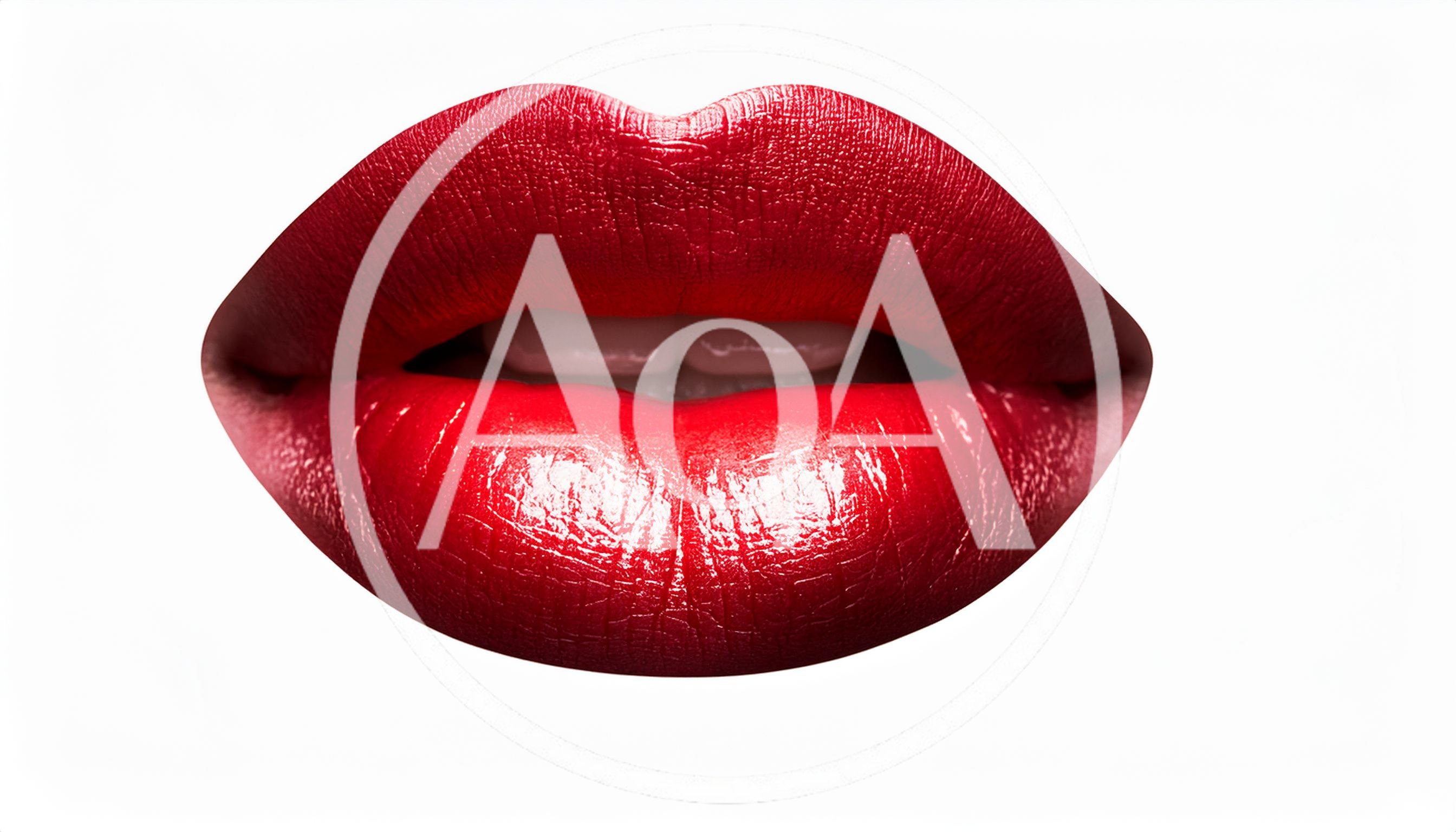Close Up Of Woman Wearing Vibrant Red Lipstick