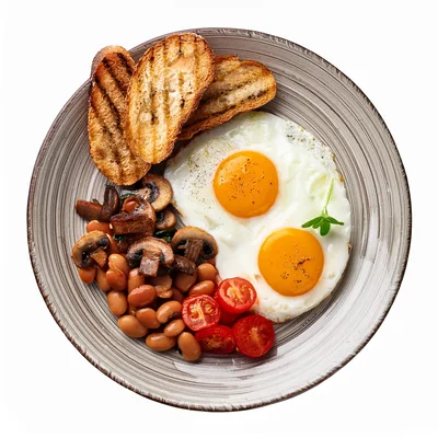 Full English Breakfast With Fried Eggs And Toast
