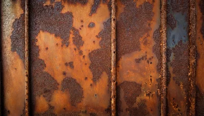 Weathered Corrugated Metal Surface With Heavy Rust Texture