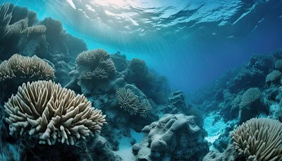 Underwater View Of Vibrant Coral Reef Ecosystem