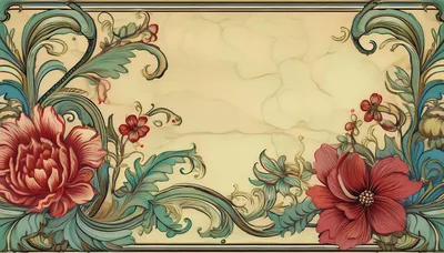 Vintage Floral Decorative Frame With Ornate Botanical Illustrations
