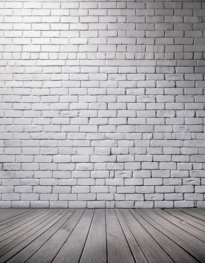 Empty Room With White Brick Wall And Wooden Floor