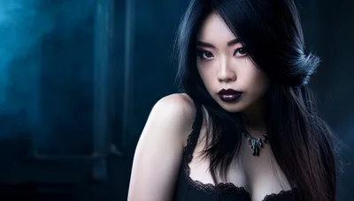 Portrait Of A Young Woman With Dark Makeup