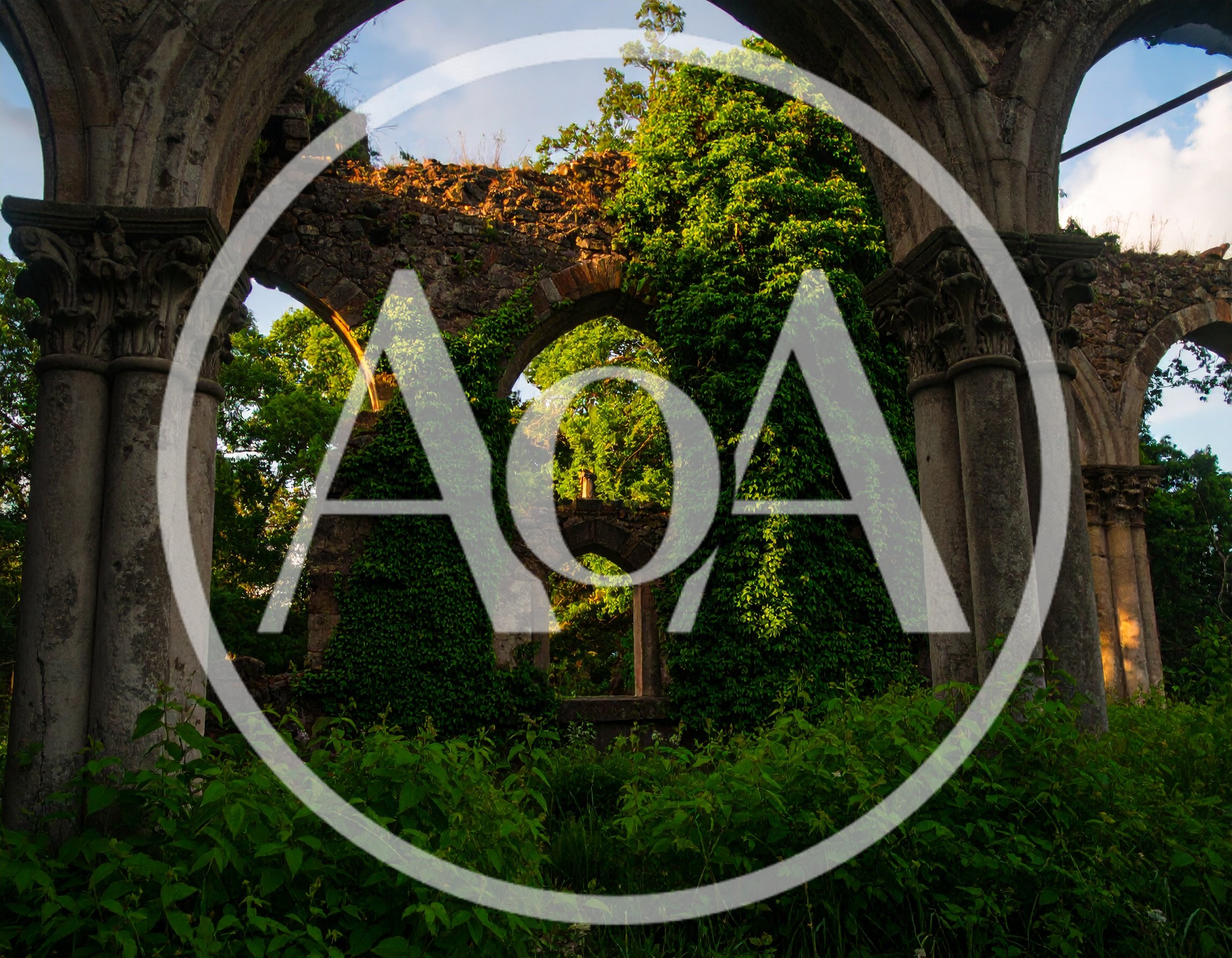Ancient Stone Ruins Overgrown With Lush Green Ivy
