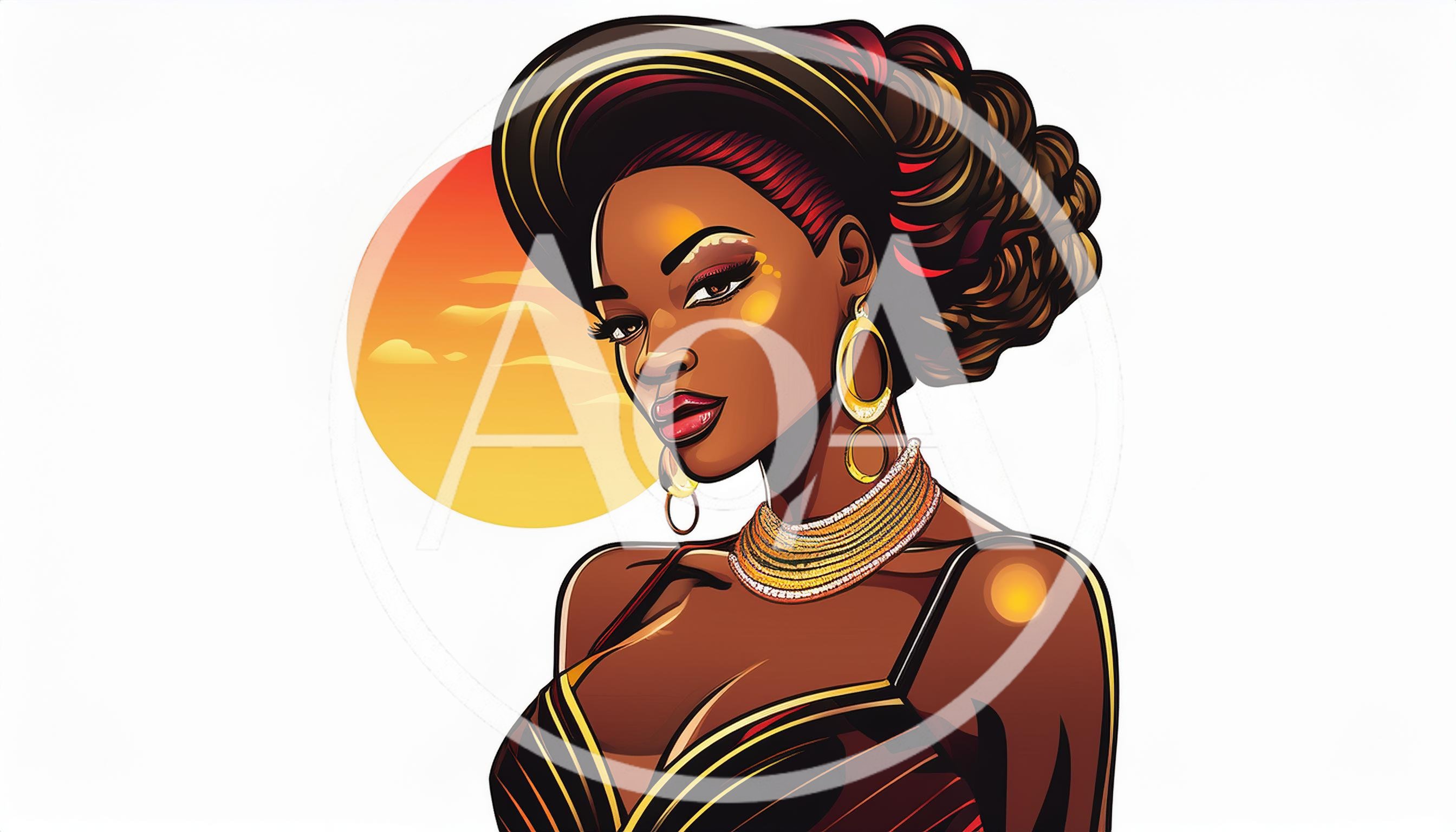 Portrait Of A Stylish African Woman With Gold Jewelry
