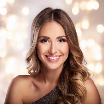Portrait Of A Smiling Woman With Wavy Hair
