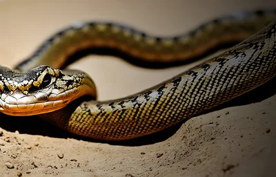 Close Up Of A Patterned Snake On Sand