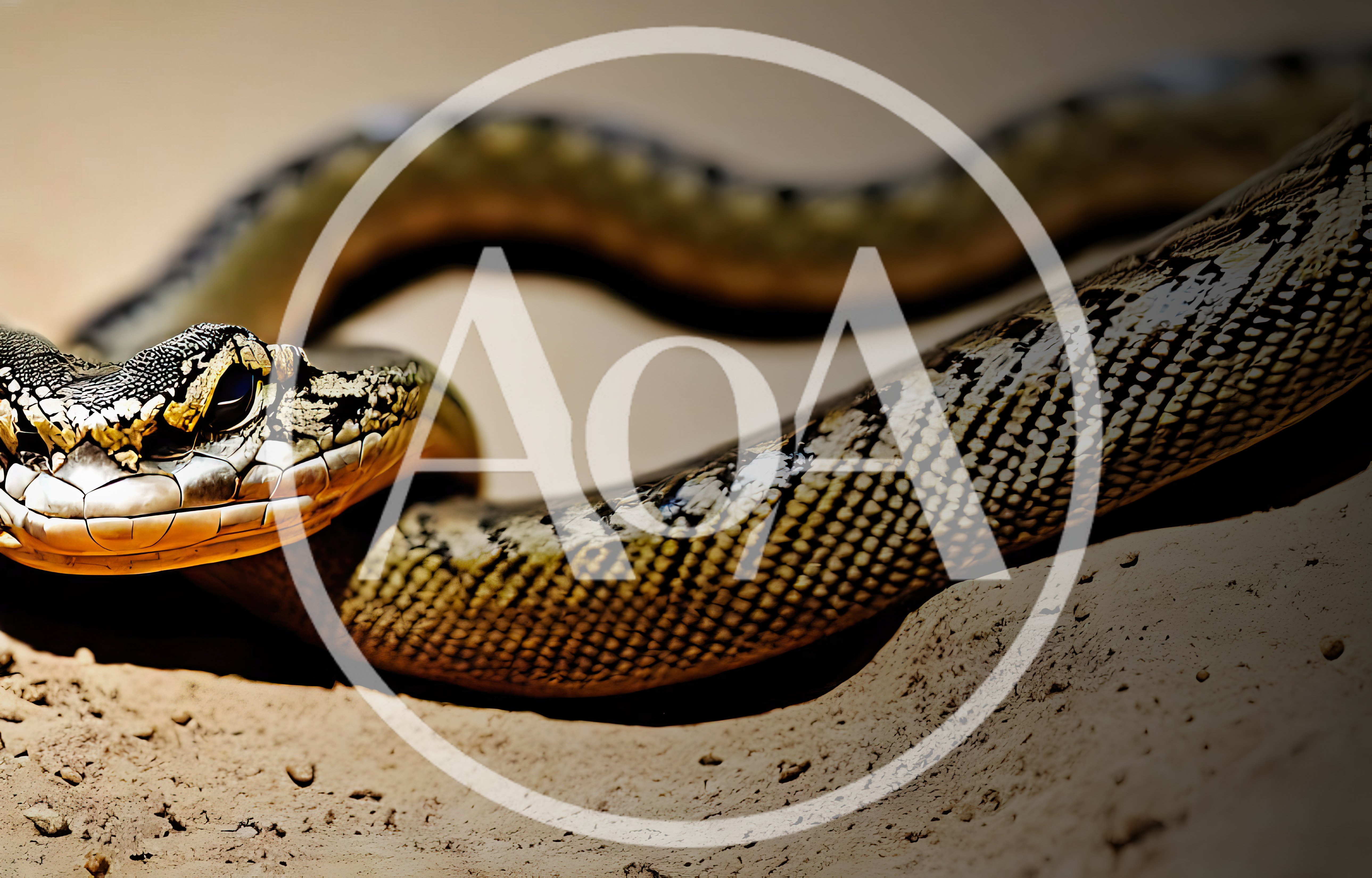 Close Up Of A Patterned Snake On Sand