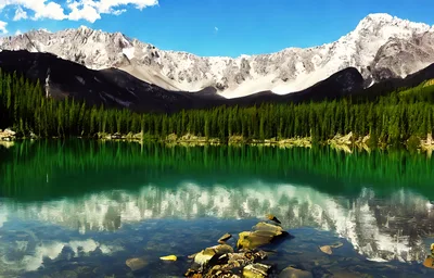 Scenic Mountain Lake Reflection In The Canadian Rockies