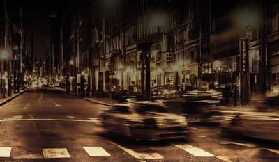 Motion Blur Traffic On A City Street At Night