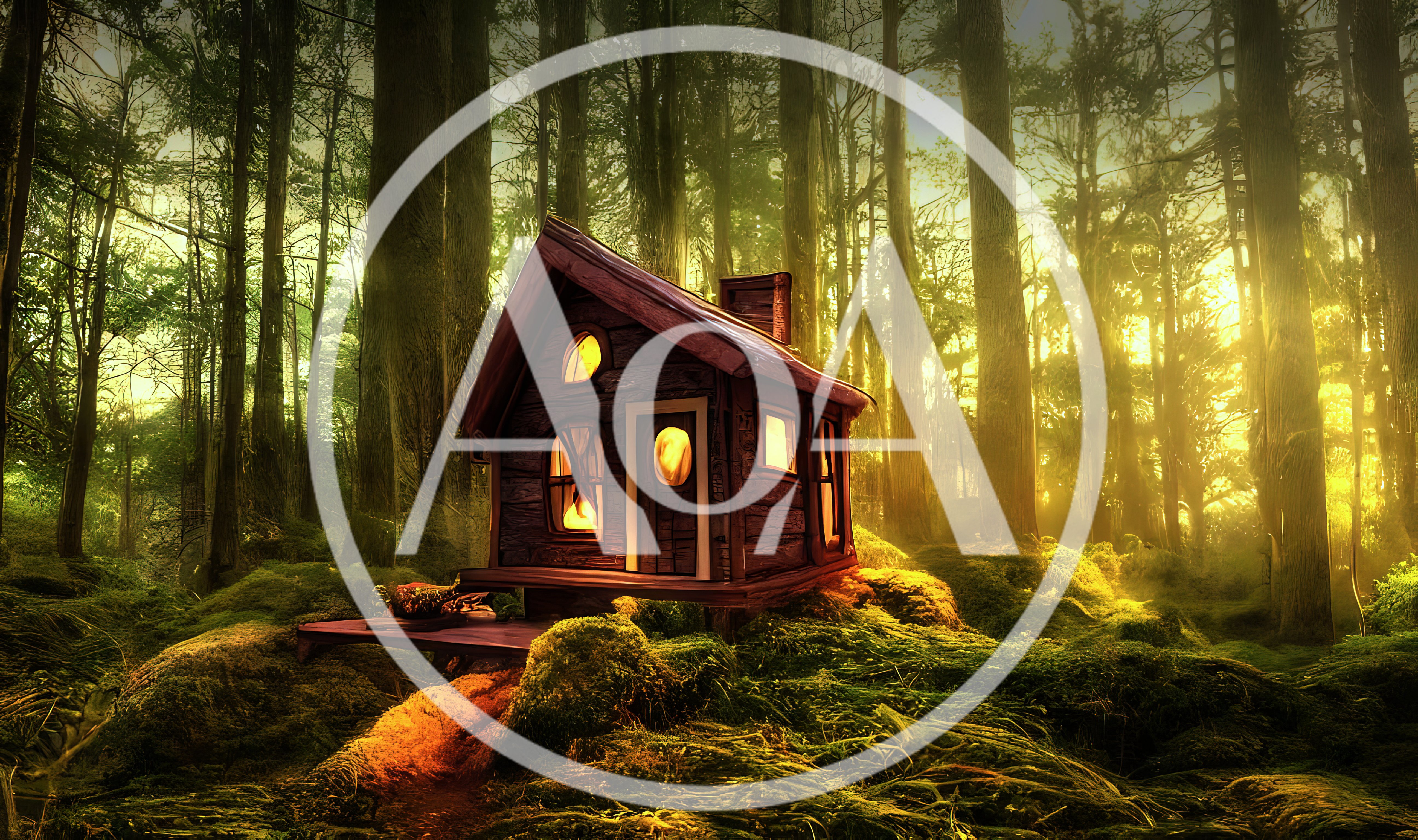 Small Wooden Cabin In A Misty Enchanted Forest