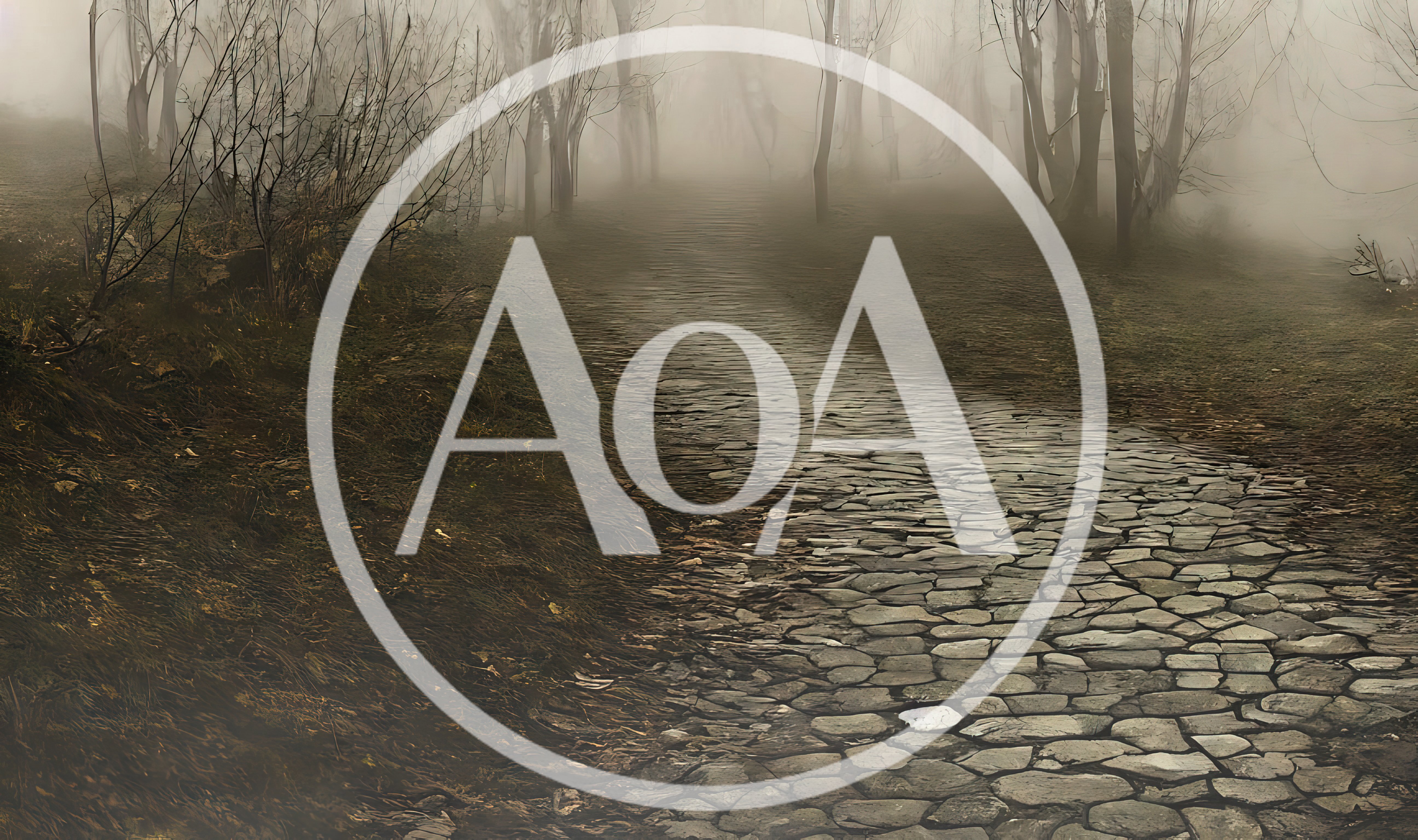 Cobblestone Path Through A Misty Forest