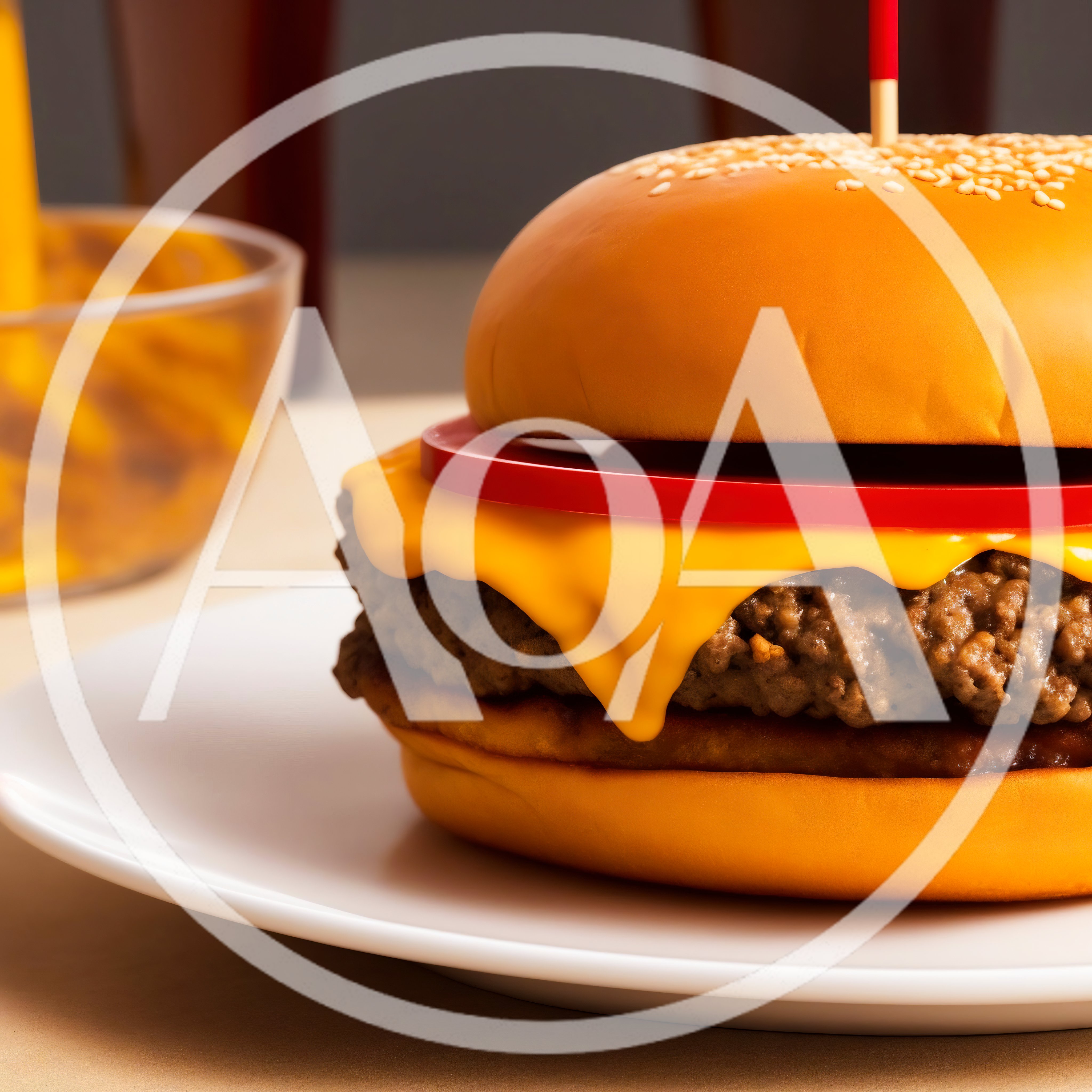 Close Up Of A Gourmet Cheeseburger On A Plate