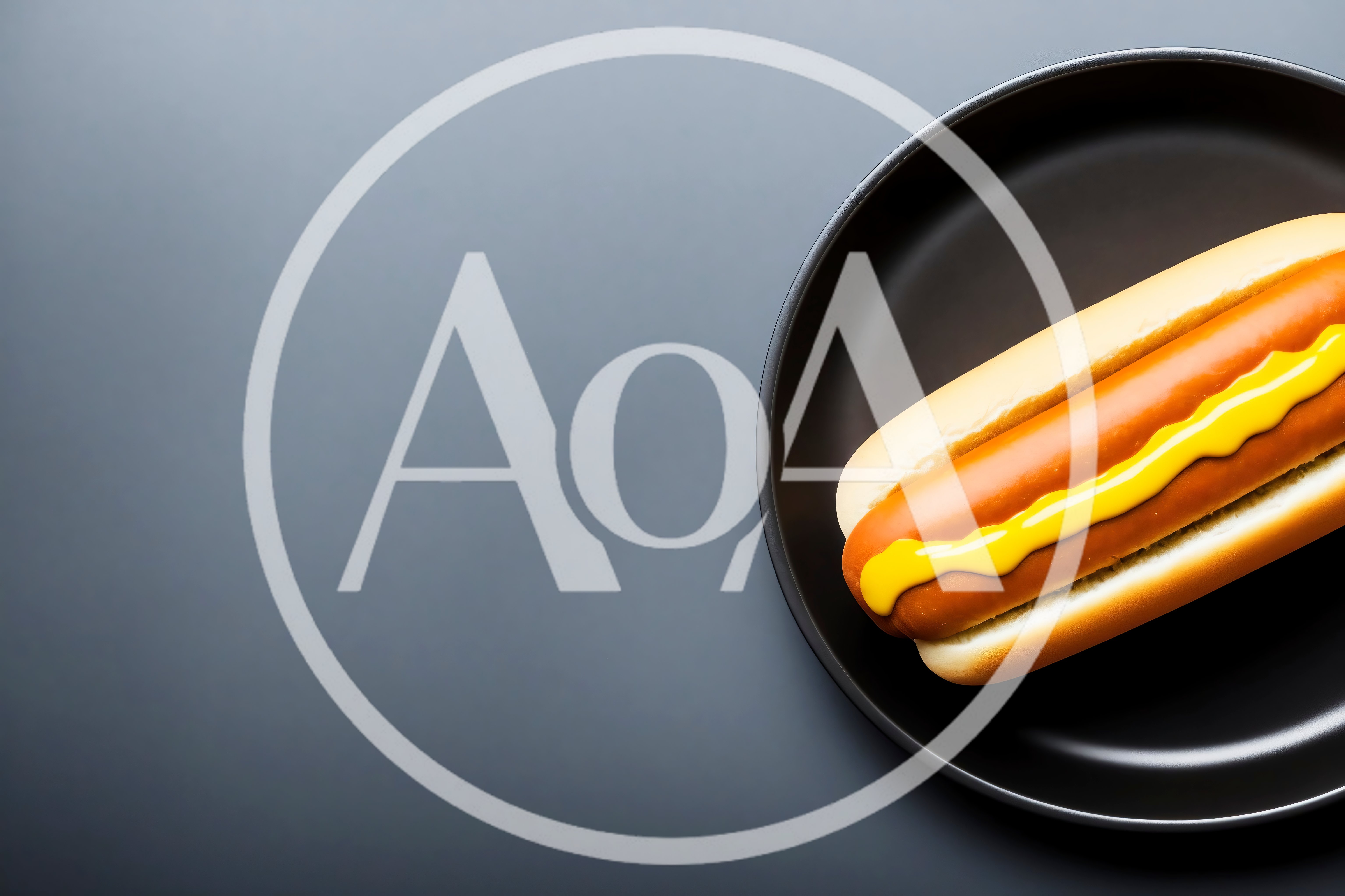Hot Dog With Mustard On A Black Plate