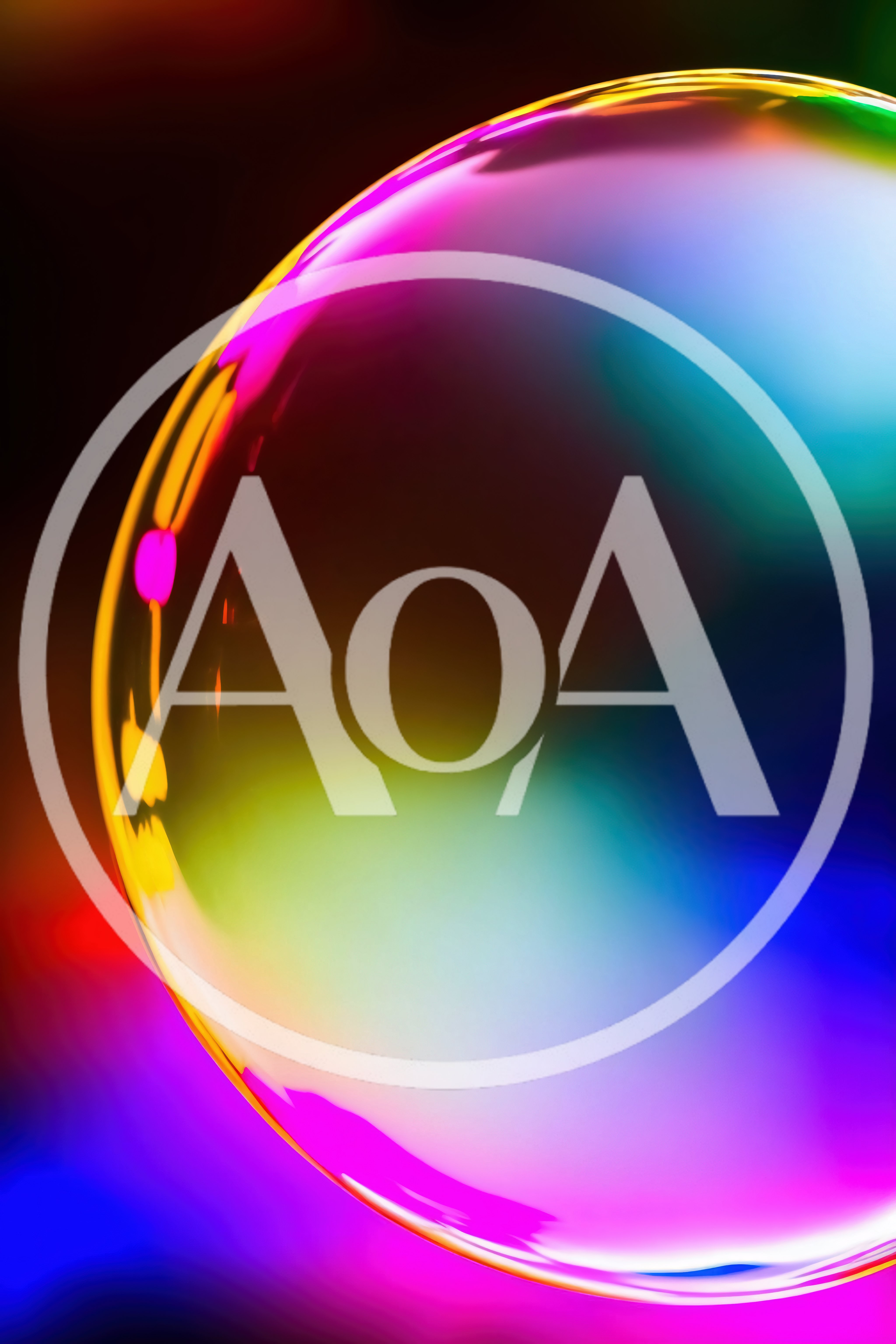 Iridescent Soap Bubble Floating Against A Colorful Abstract Background