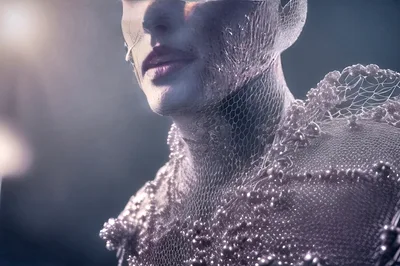 Surreal Digital Portrait Of A Cybernetic Humanoid Figure