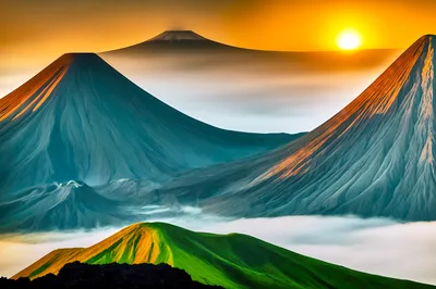 Majestic Volcanic Peaks Above A Sea Of Clouds