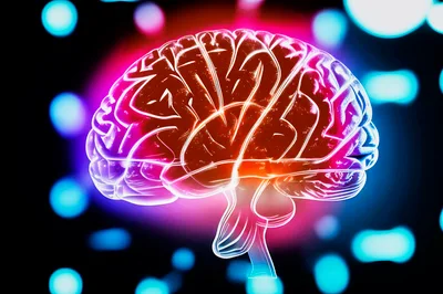Glowing Digital Human Brain Illustration