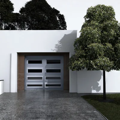 Modern Garage Exterior With Minimalist Architecture And Tree