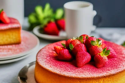 Fresh Strawberry Topped Cheesecake On A Plate
