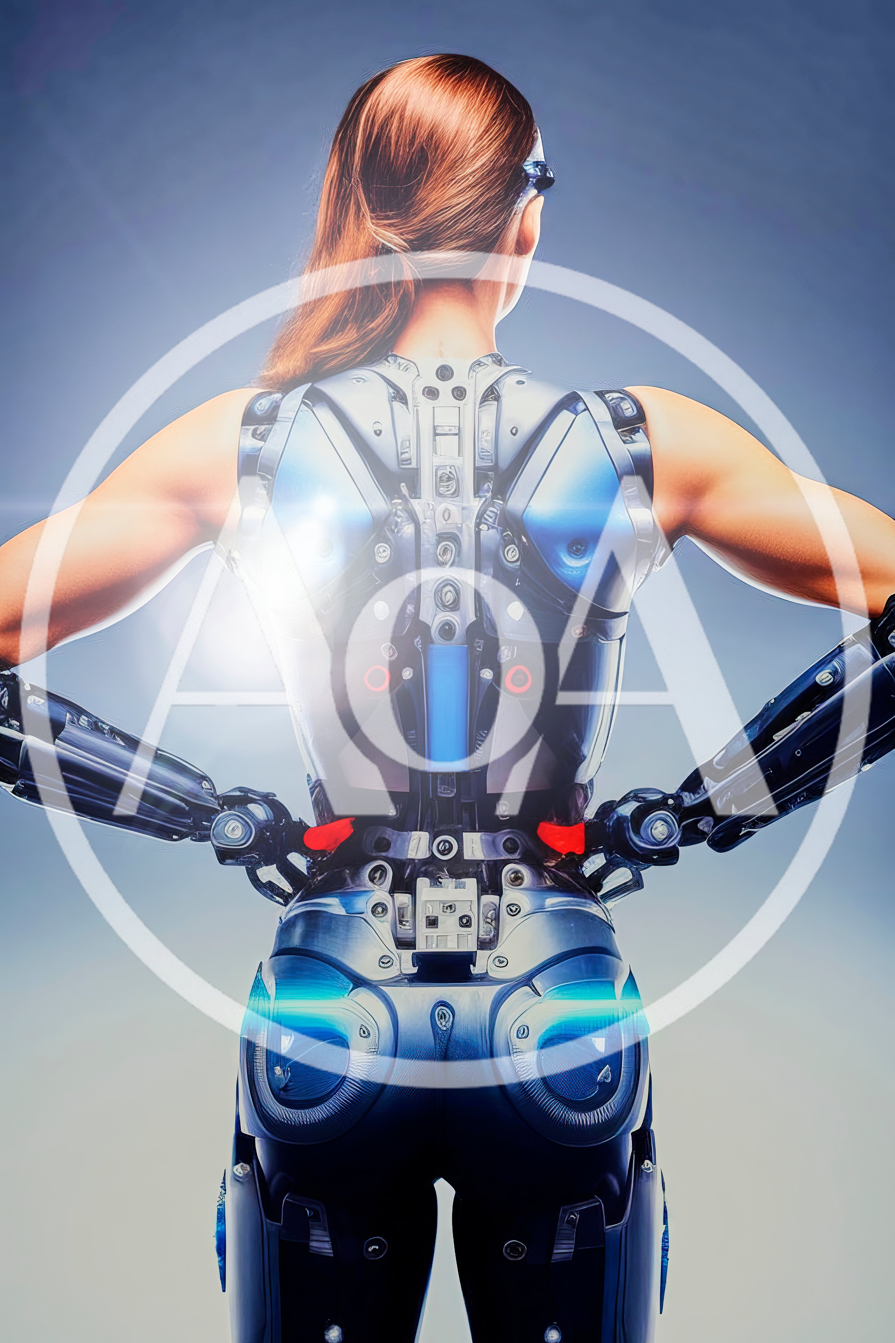 Cyborg Woman Standing With Hands On Hips