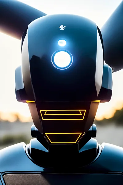 Futuristic Robot Head With Glowing Neon Accents