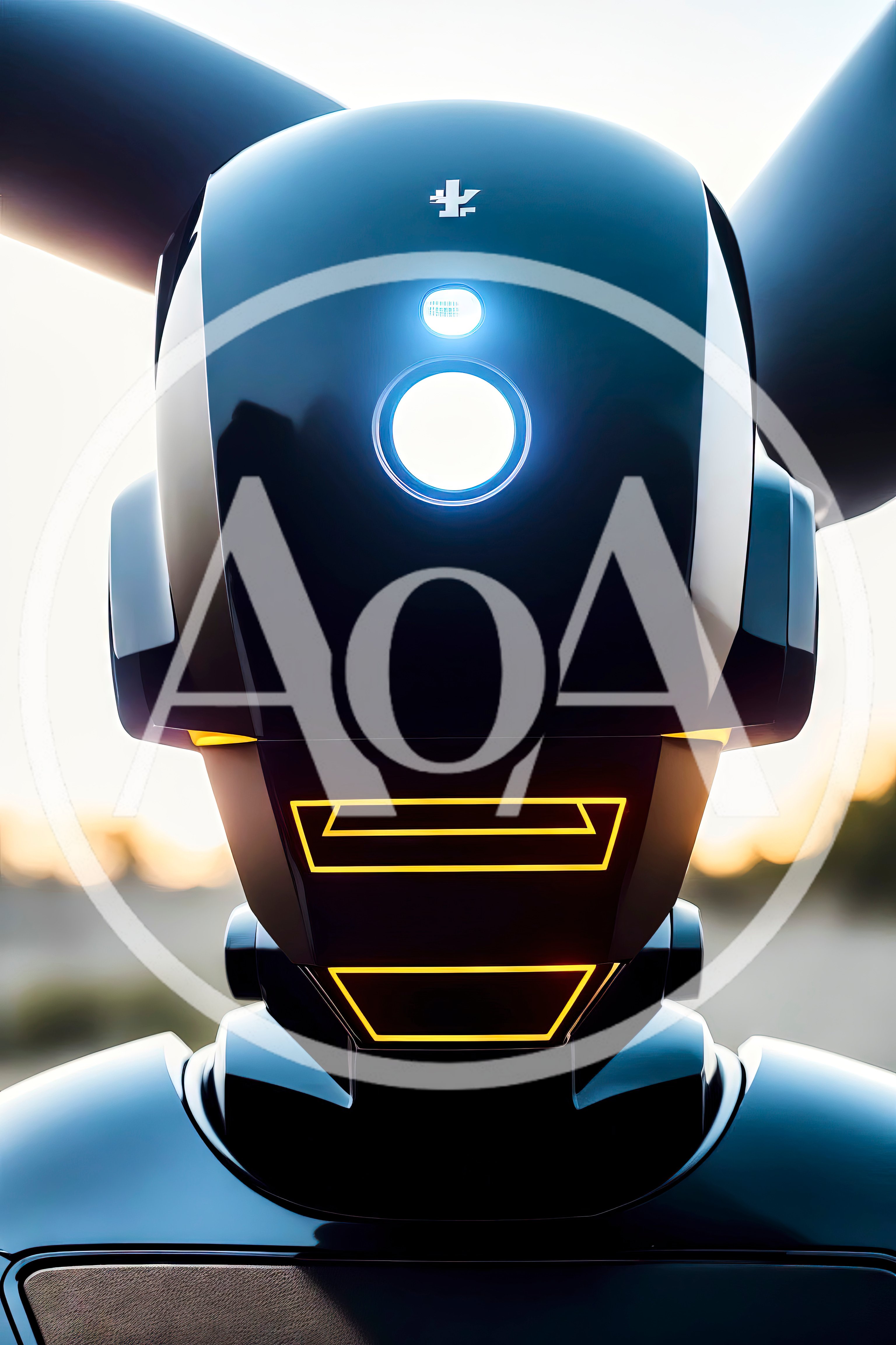 Futuristic Robot Head With Glowing Neon Accents