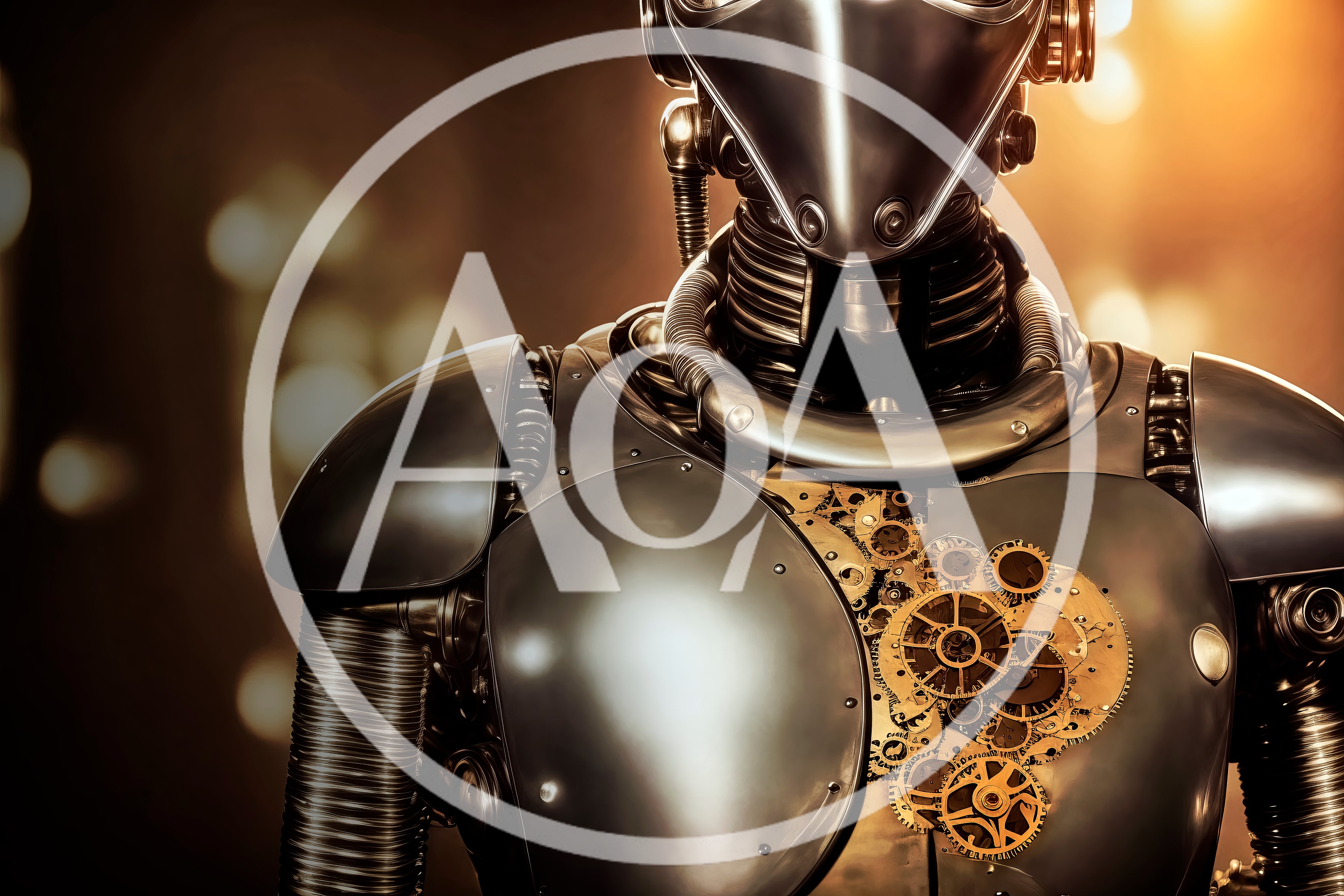 Steampunk Robot With Exposed Internal Clockwork Gears