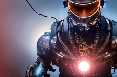 Futuristic Astronaut In Advanced Cybernetic Space Suit