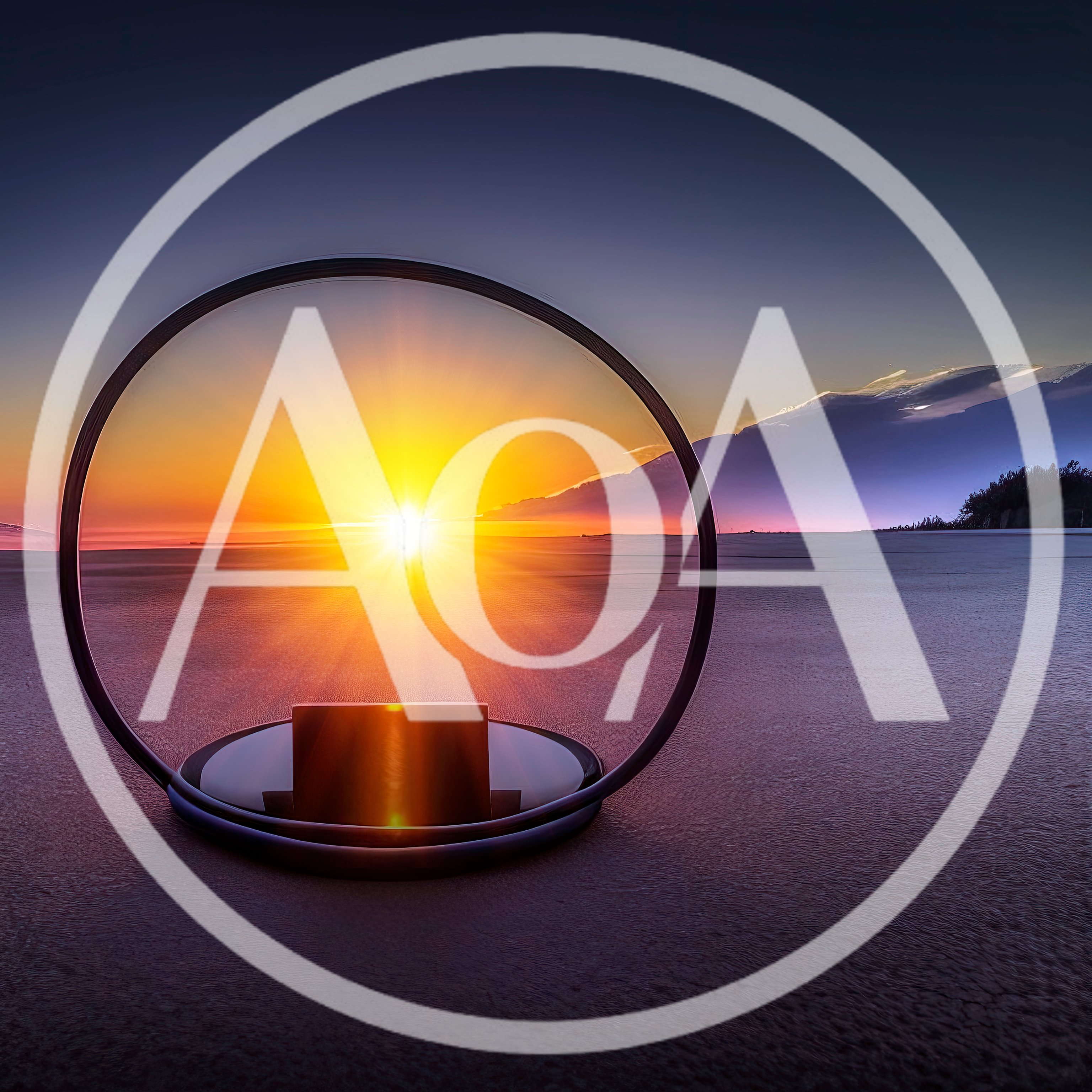 Surreal Sunset View Through A Circular Portal Frame