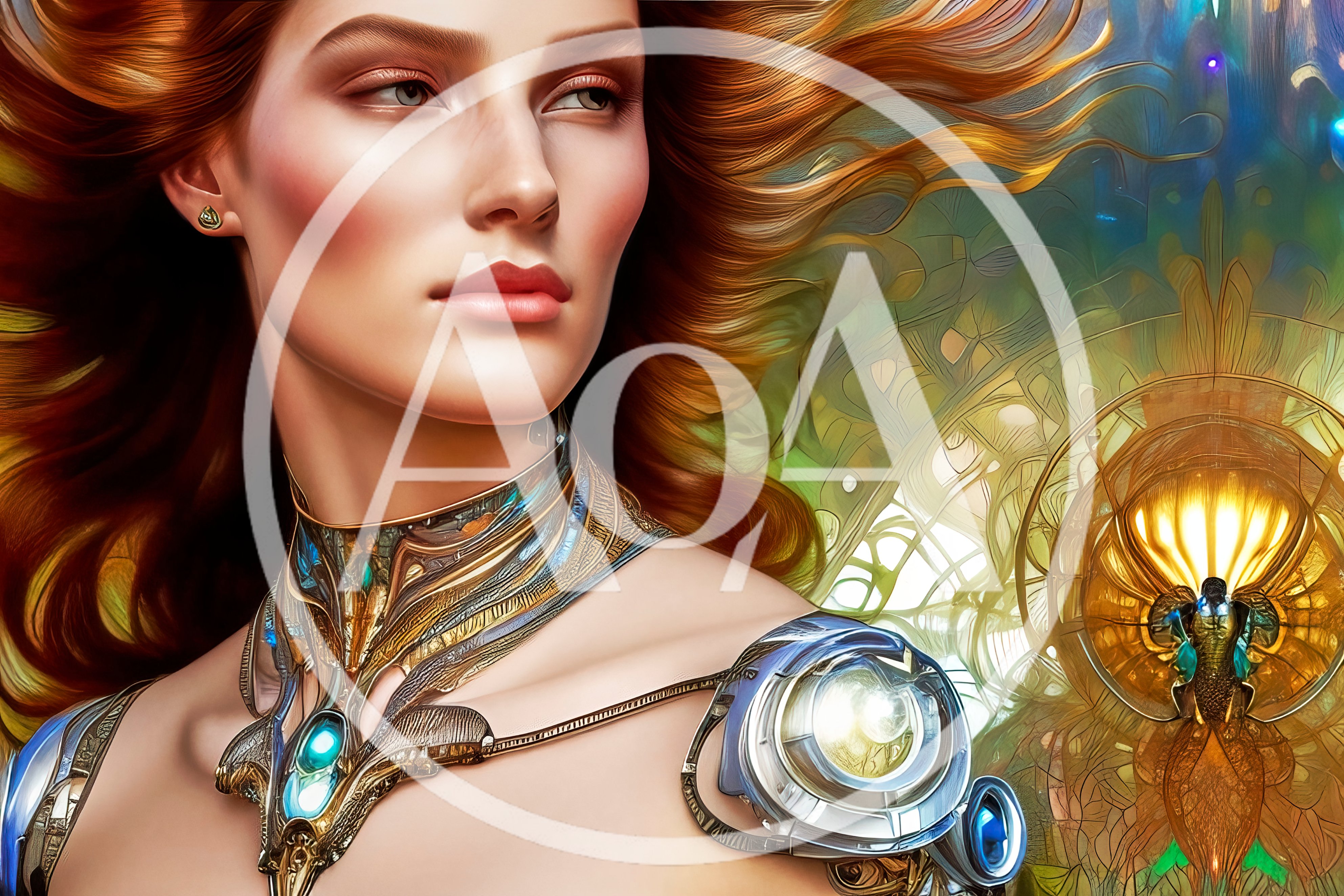 Portrait Of A Futuristic Woman With Ornate Cybernetic Jewelry