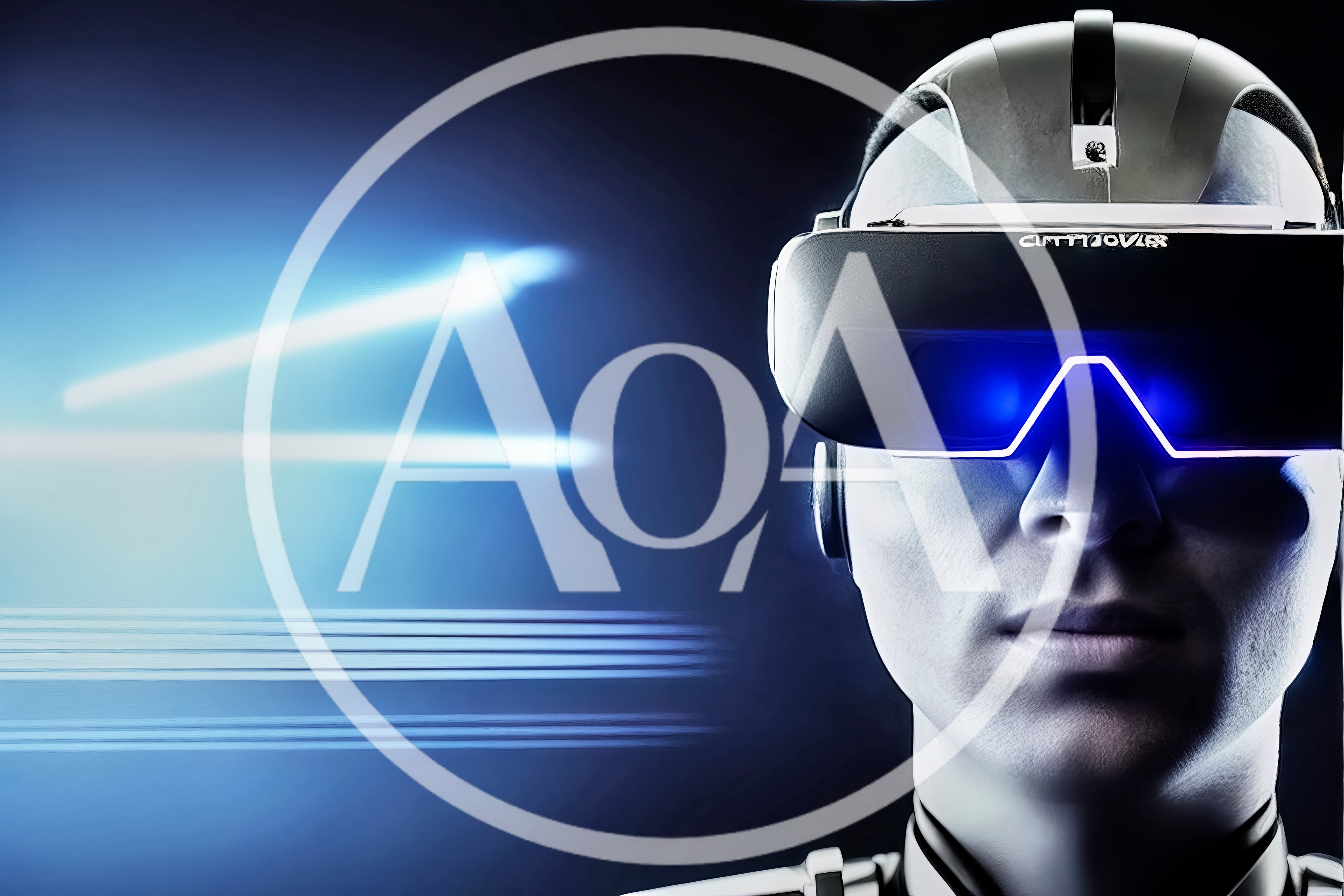 Futuristic Man Wearing Virtual Reality Headset