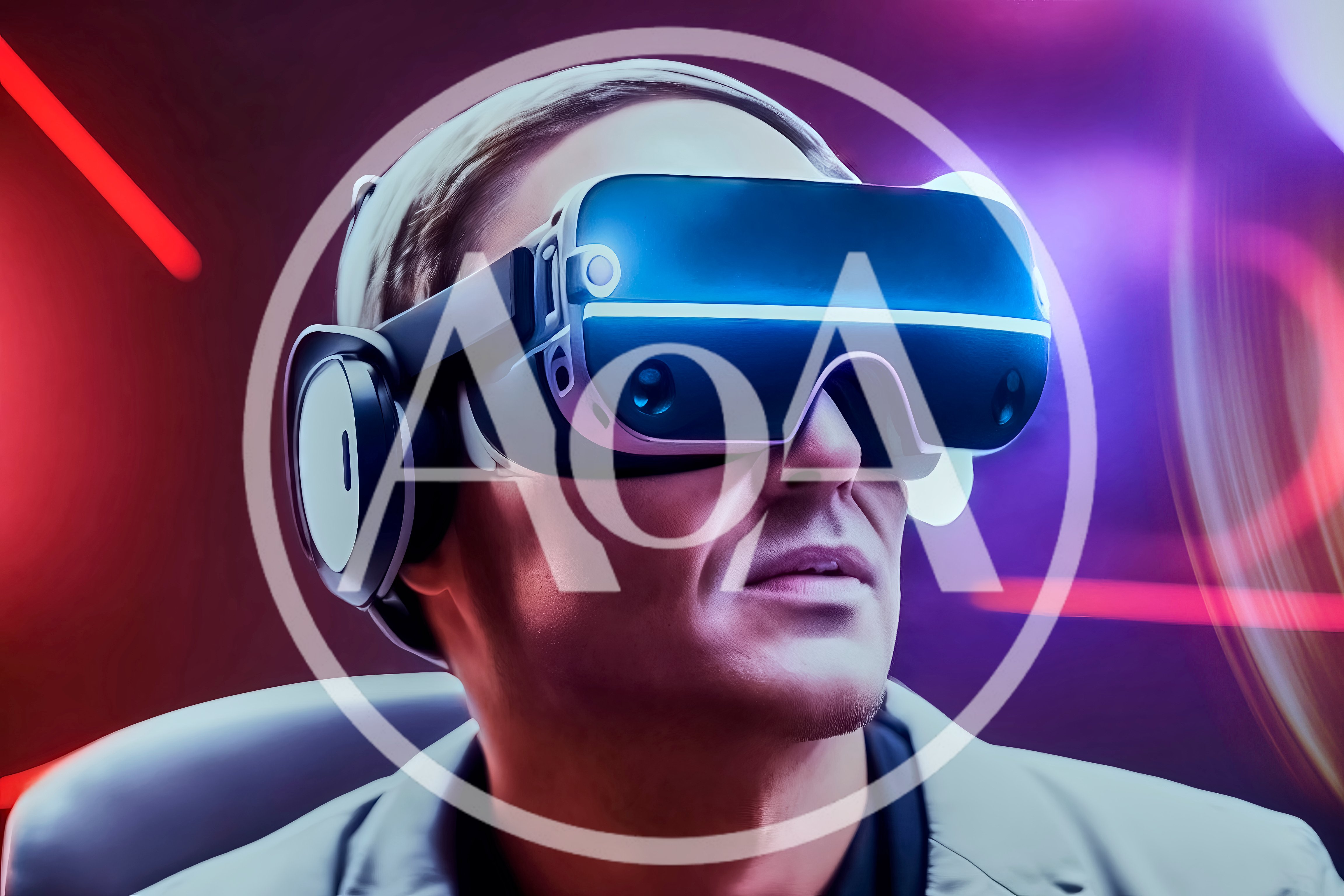 Man Wearing Virtual Reality Headset And Headphones