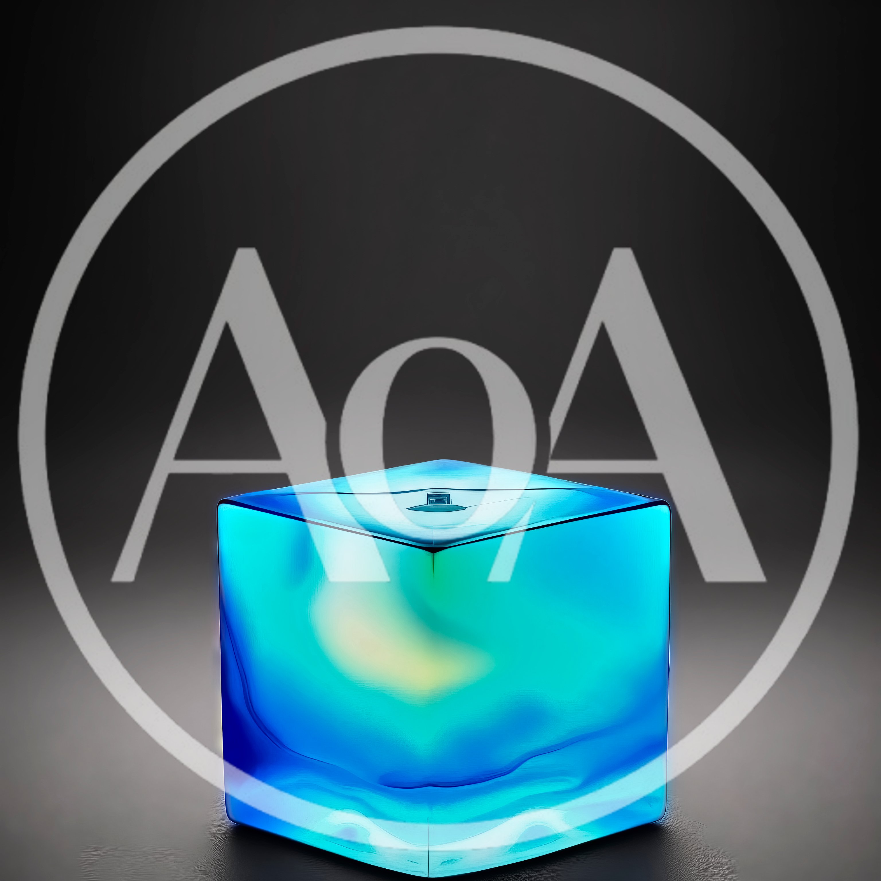 Glowing Blue Translucent Glass Cube