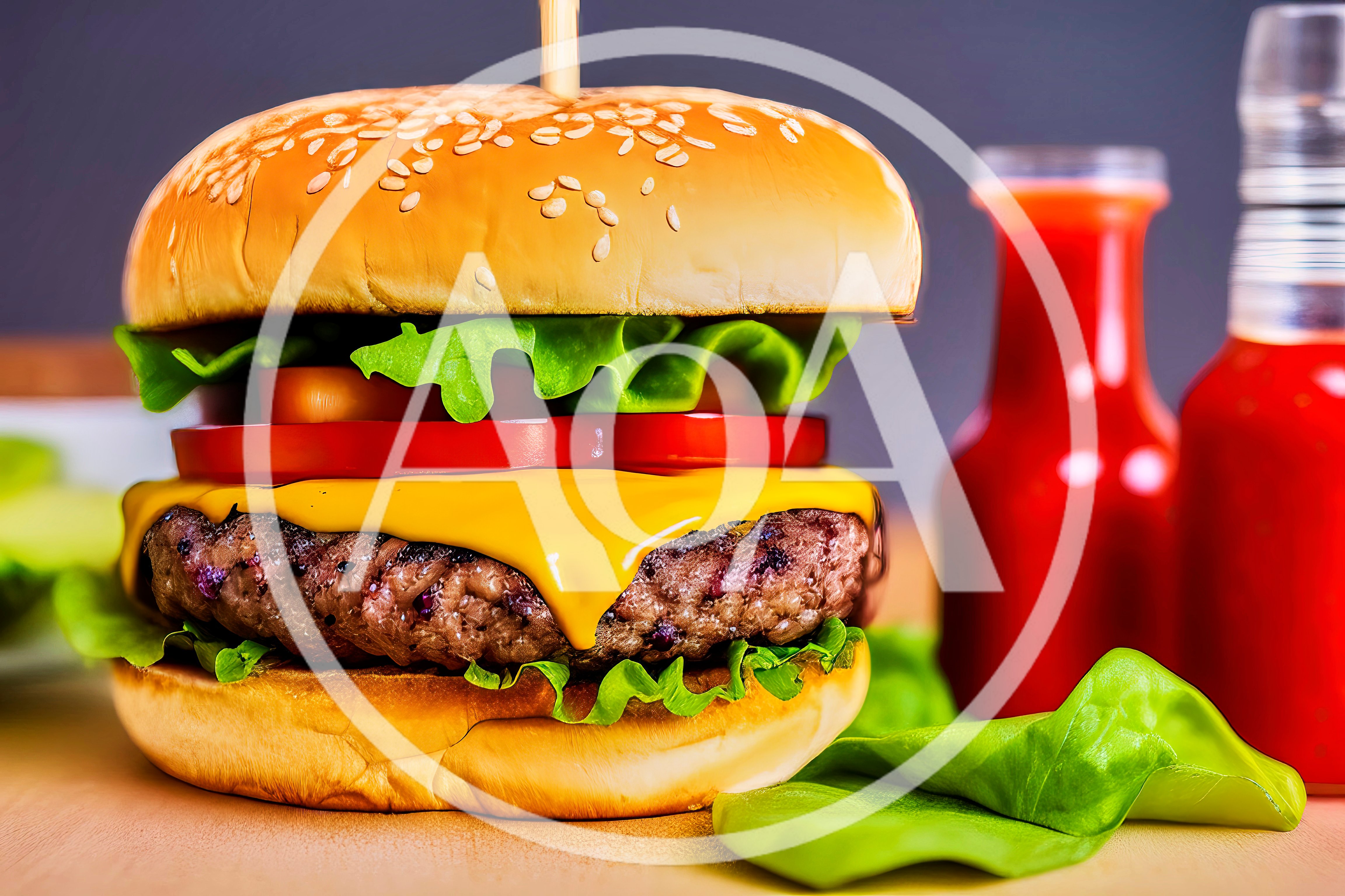 Gourmet Cheeseburger With Lettuce And Tomato