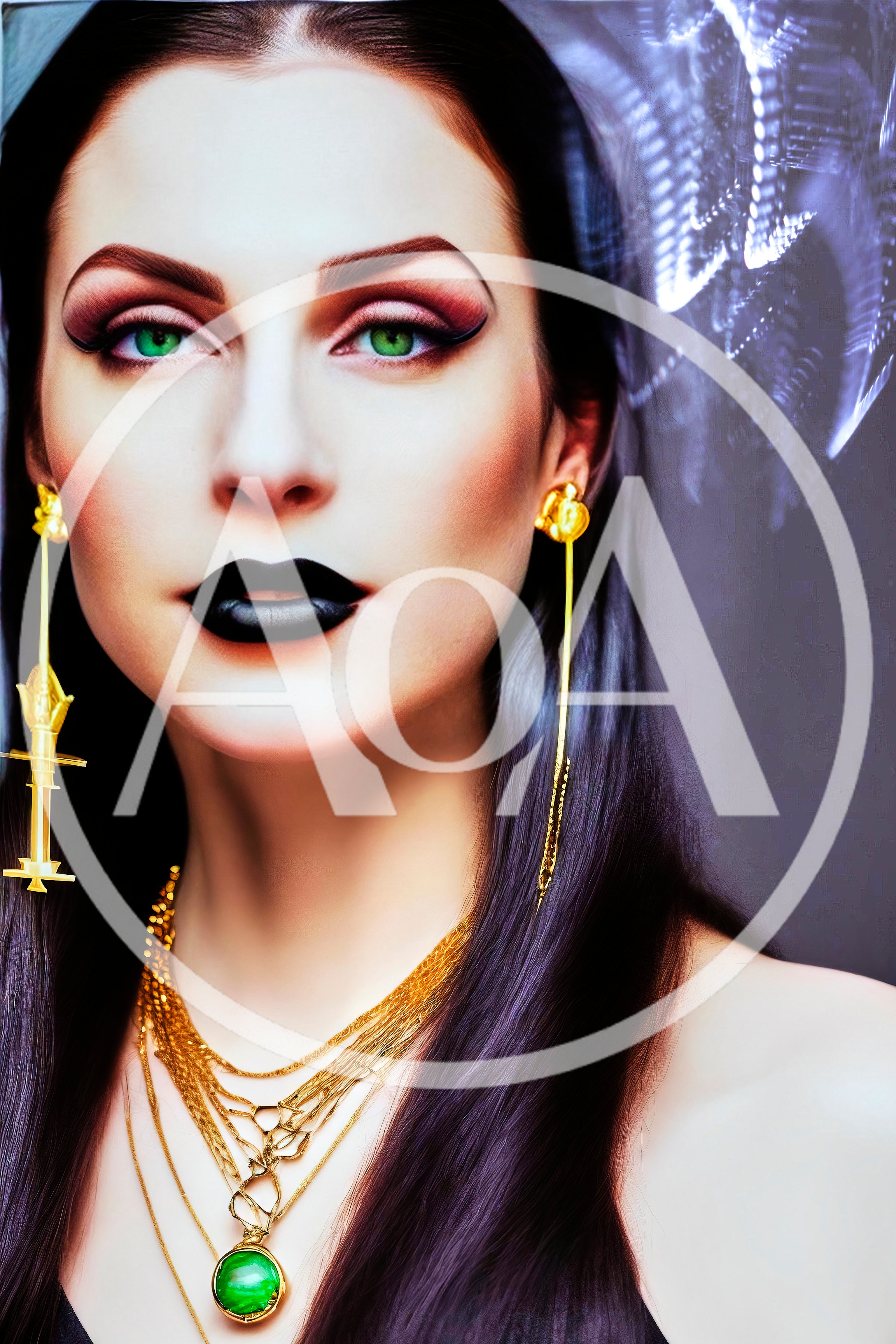 Portrait Of A Woman With Gothic Makeup And Jewelry