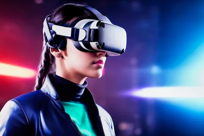 Young Woman Wearing Virtual Reality Headset