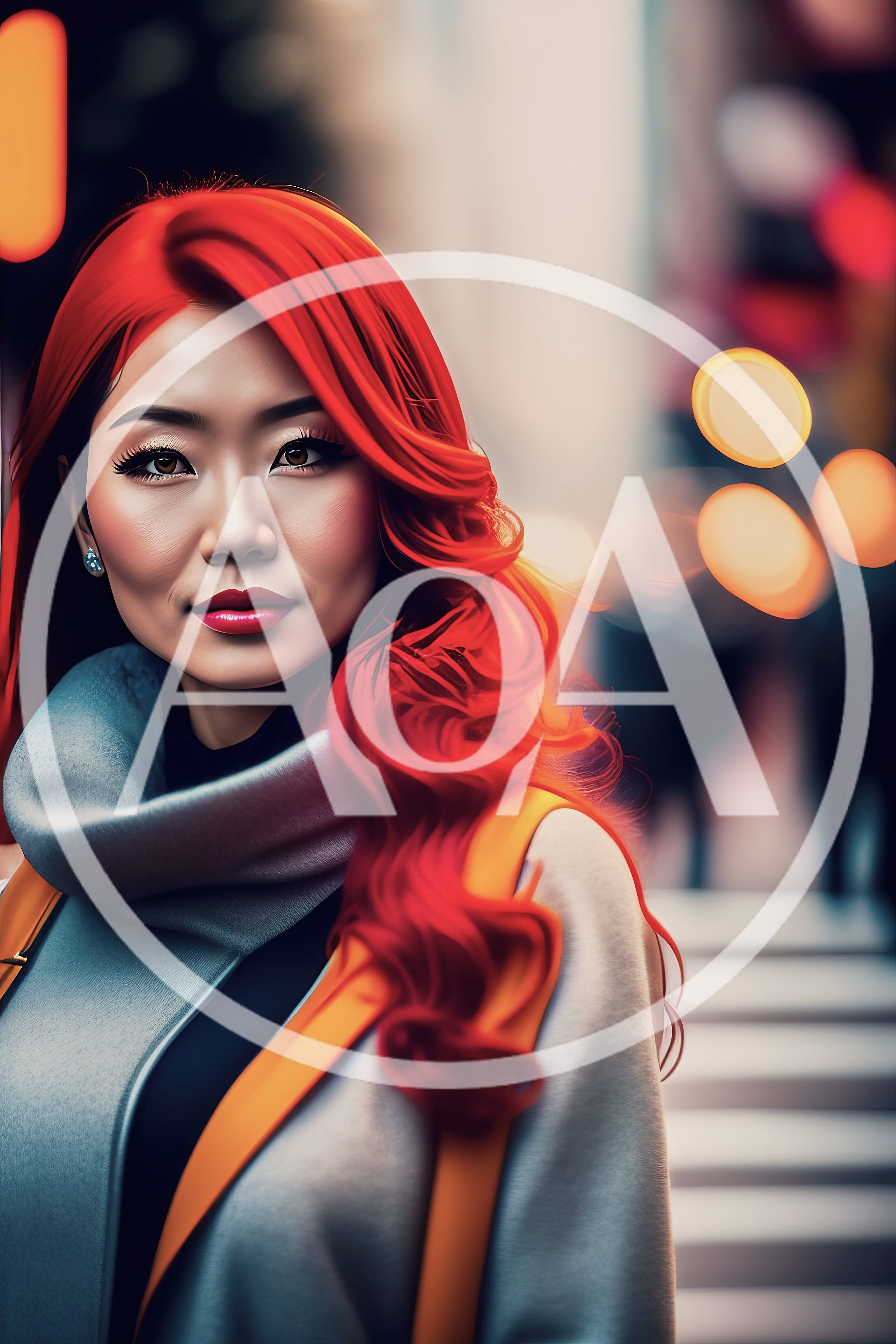 Portrait Of A Stylish Woman With Vibrant Red Hair