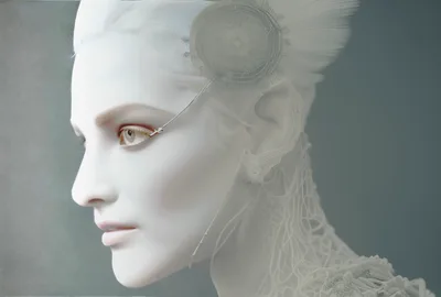 Portrait Of A Futuristic Cyborg Woman With Cybernetic Implants