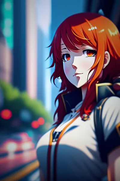 Anime Style Portrait Of A Young Woman In City